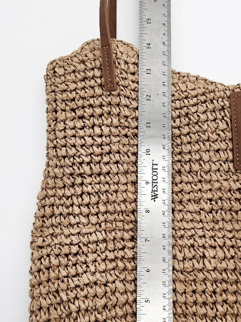 Studio Collection Woven Straw Beach Tote Bag Brown Tan